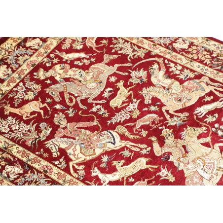 Tappeto Ghom seta Persia giallo marrone 80x124