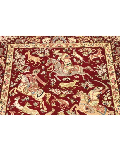 Tappeto Ghom seta Persia giallo marrone 80x124