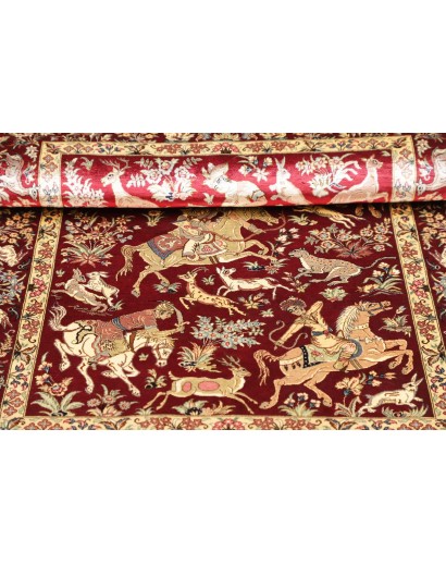 Tappeto Ghom seta Persia giallo marrone 80x124