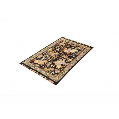 Tappeto Ghom seta Persia blu marrone 81x124
