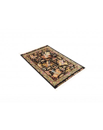 Tappeto Ghom seta Persia blu marrone 81x124