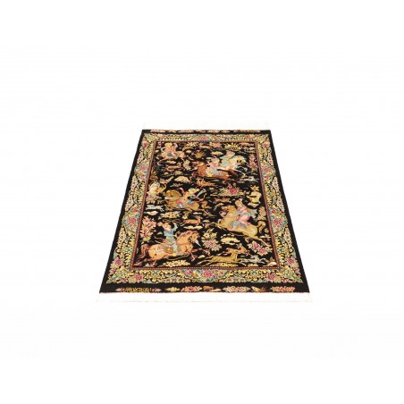 Tappeto Ghom seta Persia blu marrone 81x124
