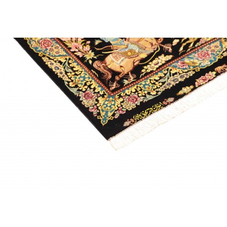 Tappeto Ghom seta Persia blu marrone 81x124