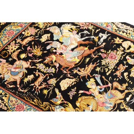 Tappeto Ghom seta Persia blu marrone 81x124