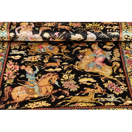 Tappeto Ghom seta Persia blu marrone 81x124