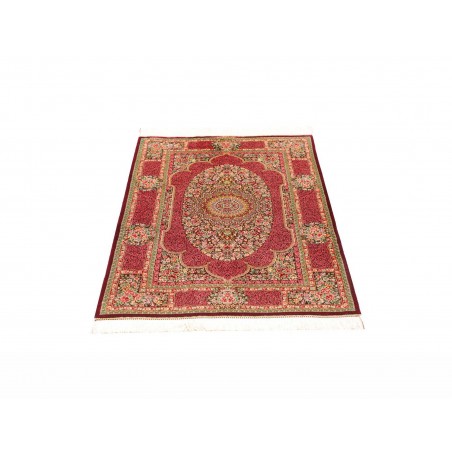 Tappeto Ghom seta Persia beige marrone 81x118