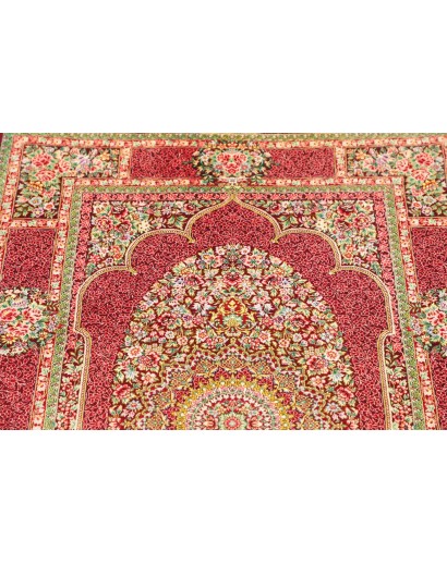 Tappeto Ghom seta Persia beige marrone 81x118