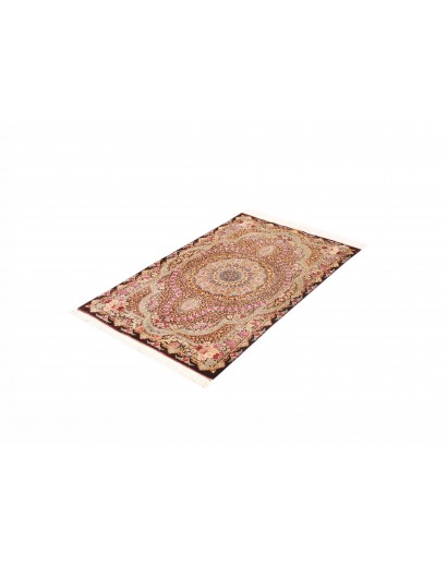 Tappeto Ghom seta Persia marrone grigio 79x121