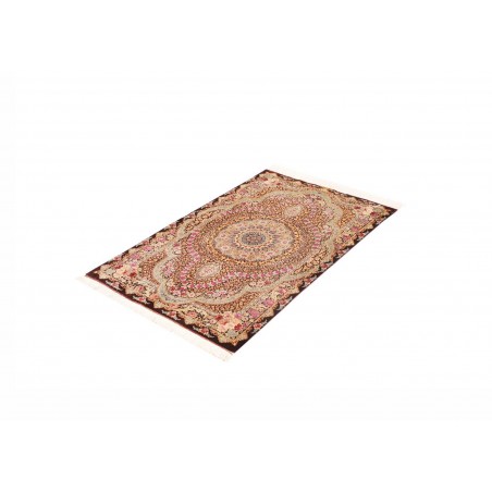 Tappeto Ghom seta Persia marrone grigio 79x121