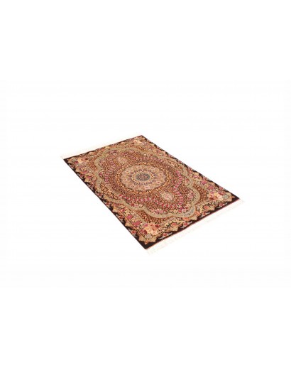 Tappeto Ghom seta Persia marrone grigio 79x121
