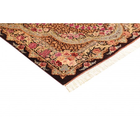 Tappeto Ghom seta Persia marrone grigio 79x121