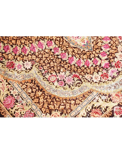 Tappeto Ghom seta Persia marrone grigio 79x121