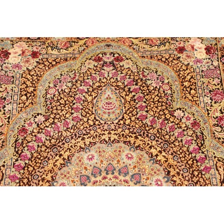 Tappeto Ghom seta Persia marrone grigio 79x121