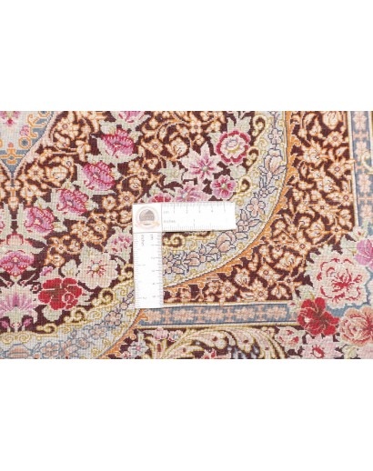 Tappeto Ghom seta Persia marrone grigio 79x121