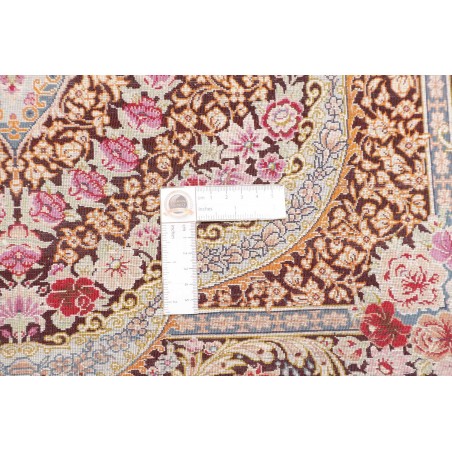 Tappeto Ghom seta Persia marrone grigio 79x121