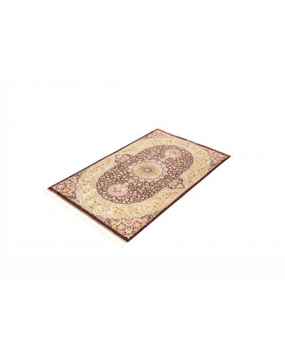 Tappeto Ghom seta Persia marrone grigio 79x124