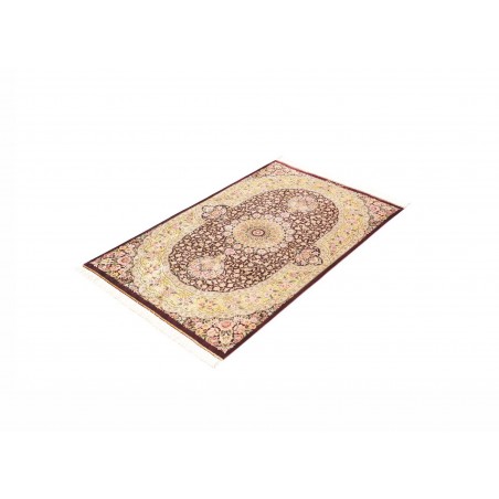Tappeto Ghom seta Persia marrone grigio 79x124