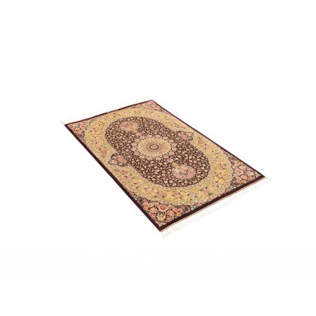 Tappeto Ghom seta Persia marrone grigio 79x124