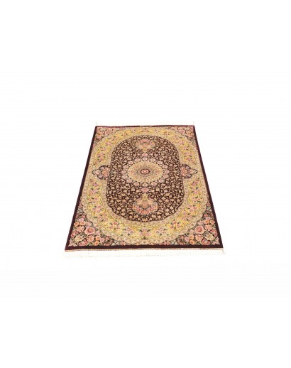 Tappeto Ghom seta Persia marrone grigio 79x124