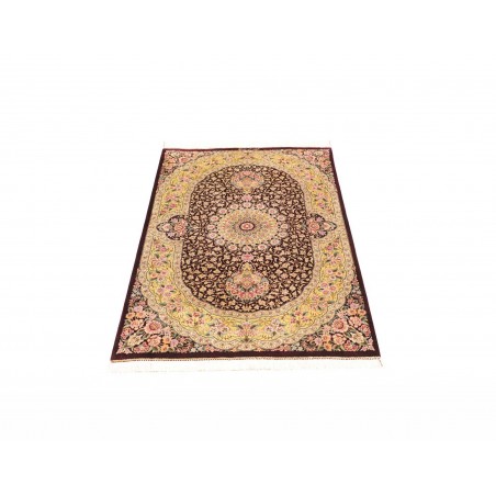 Tappeto Ghom seta Persia marrone grigio 79x124