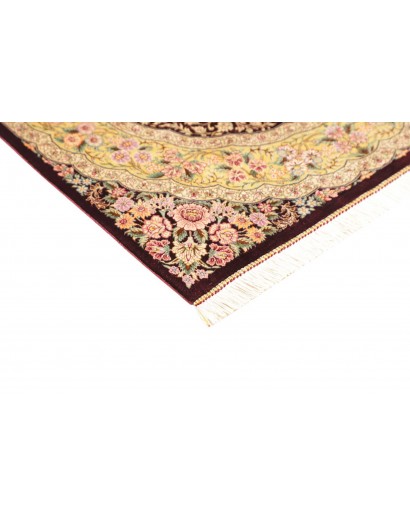 Tappeto Ghom seta Persia marrone grigio 79x124