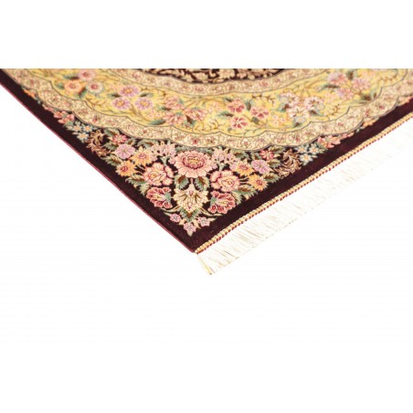 Tappeto Ghom seta Persia marrone grigio 79x124