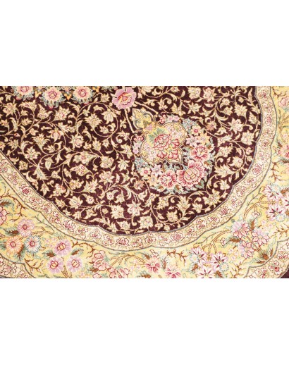 Tappeto Ghom seta Persia marrone grigio 79x124