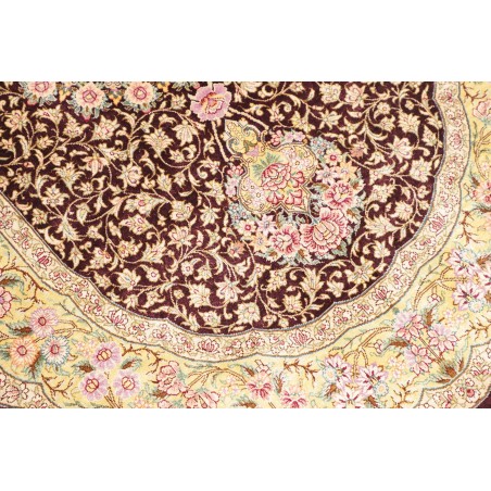 Tappeto Ghom seta Persia marrone grigio 79x124