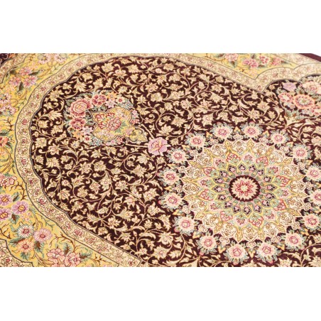 Tappeto Ghom seta Persia marrone grigio 79x124