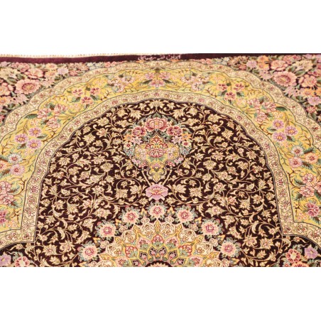 Tappeto Ghom seta Persia marrone grigio 79x124