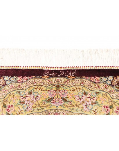 Tappeto Ghom seta Persia marrone grigio 79x124