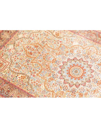 Tappeto Ghom seta Persia marrone grigio 79x123
