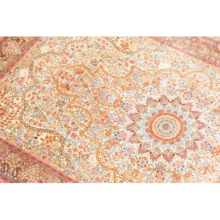 Tappeto Ghom seta Persia marrone grigio 79x123
