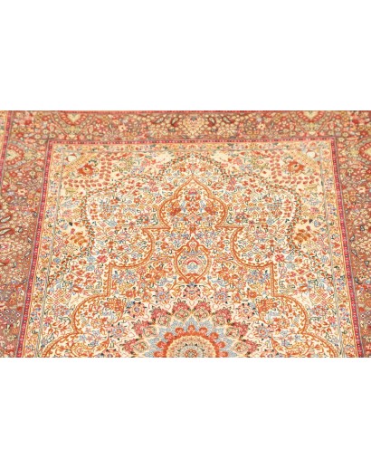 Tappeto Ghom seta Persia marrone grigio 79x123