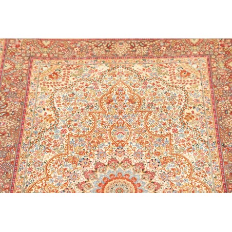 Tappeto Ghom seta Persia marrone grigio 79x123