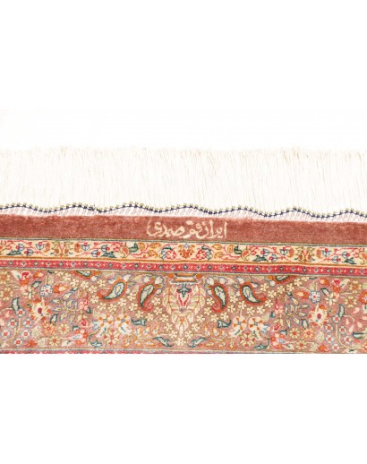 Tappeto Ghom seta Persia marrone grigio 79x123