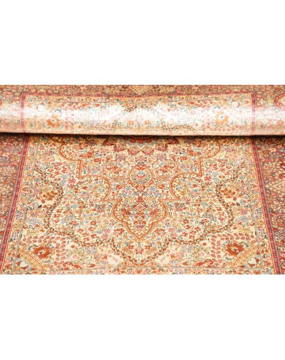 Tappeto Ghom seta Persia marrone grigio 79x123