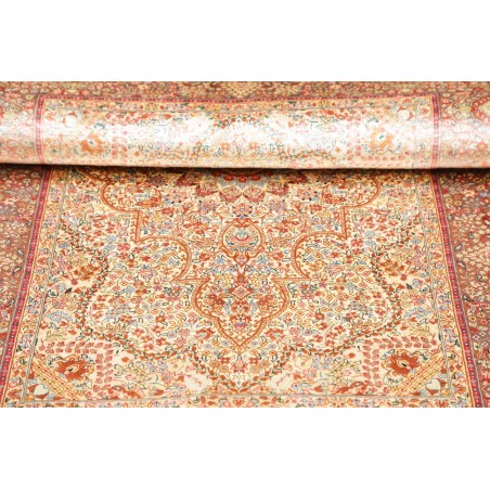 Tappeto Ghom seta Persia marrone grigio 79x123