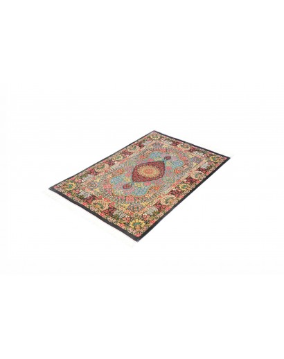 Tappeto Ghom seta Persia marrone grigio 78x117
