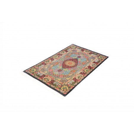 Tappeto Ghom seta Persia marrone grigio 78x117