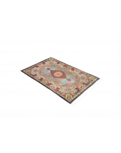 Tappeto Ghom seta Persia marrone grigio 78x117