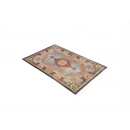 Tappeto Ghom seta Persia marrone grigio 78x117