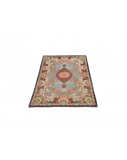 Tappeto Ghom seta Persia marrone grigio 78x117
