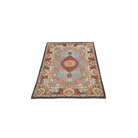 Tappeto Ghom seta Persia marrone grigio 78x117