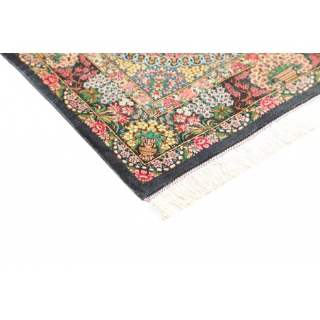 Tappeto Ghom seta Persia marrone grigio 78x117