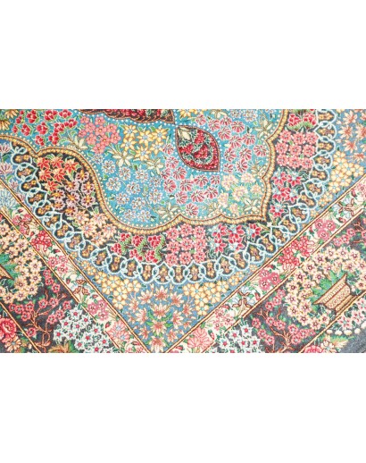 Tappeto Ghom seta Persia marrone grigio 78x117