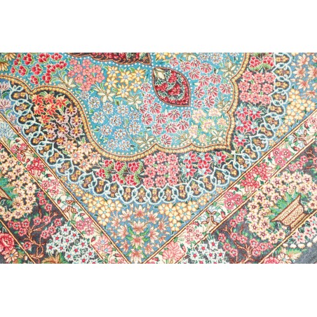 Tappeto Ghom seta Persia marrone grigio 78x117