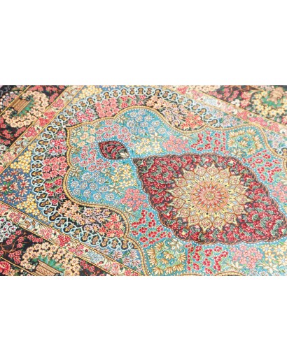 Tappeto Ghom seta Persia marrone grigio 78x117