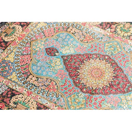 Tappeto Ghom seta Persia marrone grigio 78x117
