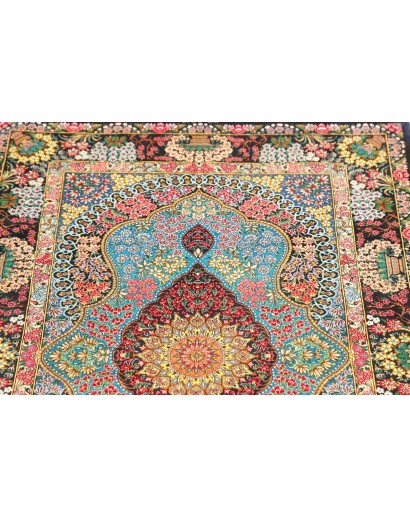 Tappeto Ghom seta Persia marrone grigio 78x117